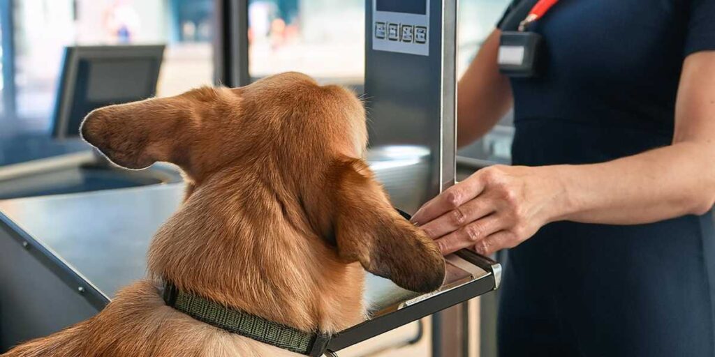 Dog passing through TSA screening